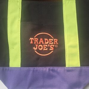 Trader Joe's Halloween Collectors MiniTote Bag with Neon Green and Purple